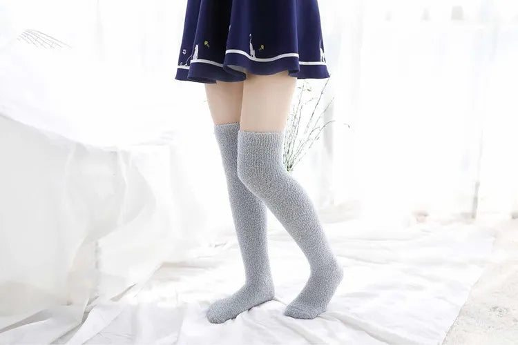 Soft Coral Fleece Striped Socks Collection