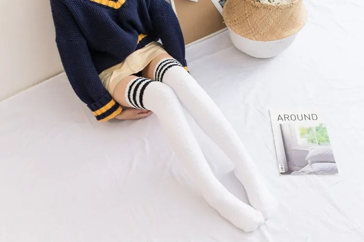 Soft Coral Fleece Striped Socks Collection