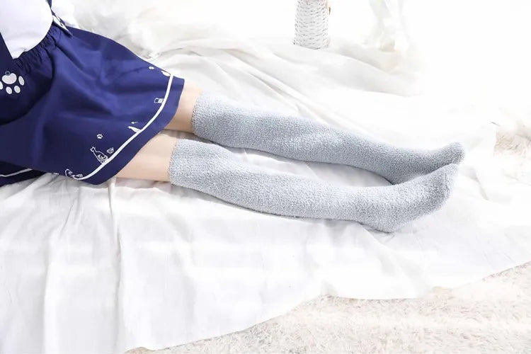 Soft Coral Fleece Striped Socks Collection