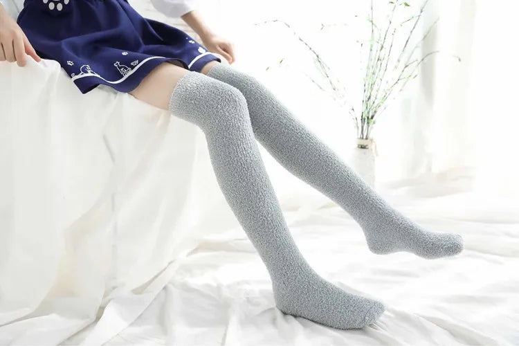 Soft Coral Fleece Striped Socks Collection
