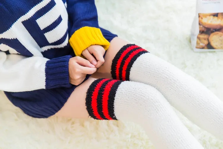 Soft Coral Fleece Striped Socks Collection