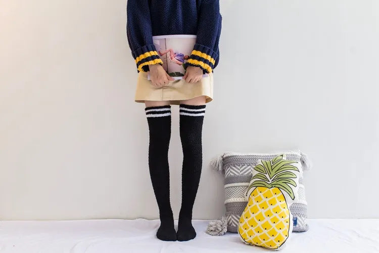 Soft Coral Fleece Striped Socks Collection