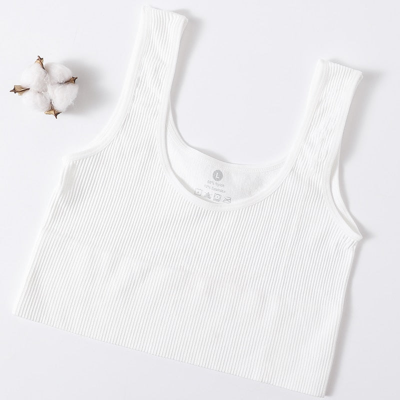 Ribbed Seamless Tank Crop Top - White / M Apparel - Femboy Fatale