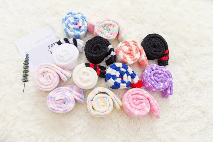 Soft Coral Fleece Striped Socks Collection