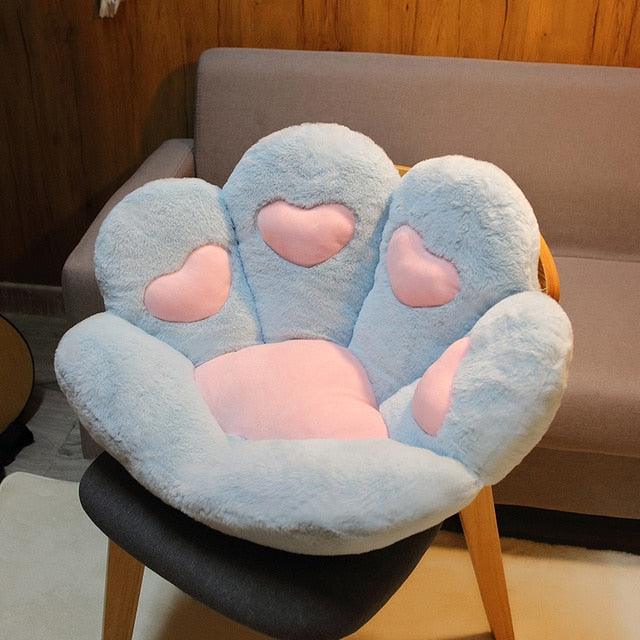 Cat Paw Pillow - 70cm x 60cm / Light Blue with Hearts Pillow - Femboy Fatale