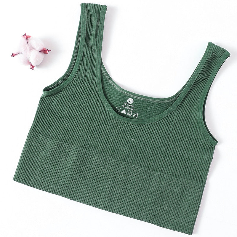 Ribbed Seamless Tank Crop Top - Green / M Apparel - Femboy Fatale