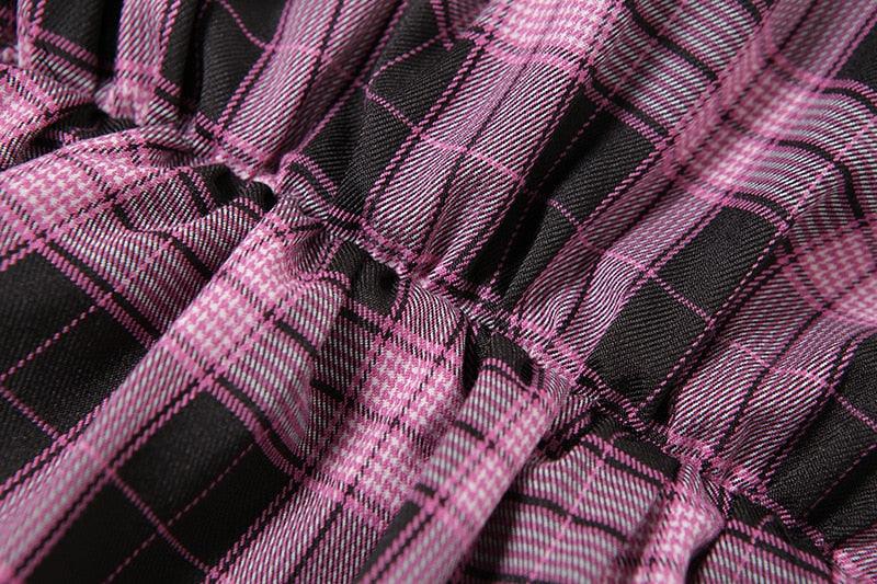 Gothic Pink Plaid Skirt - Skirt - Femboy Fatale