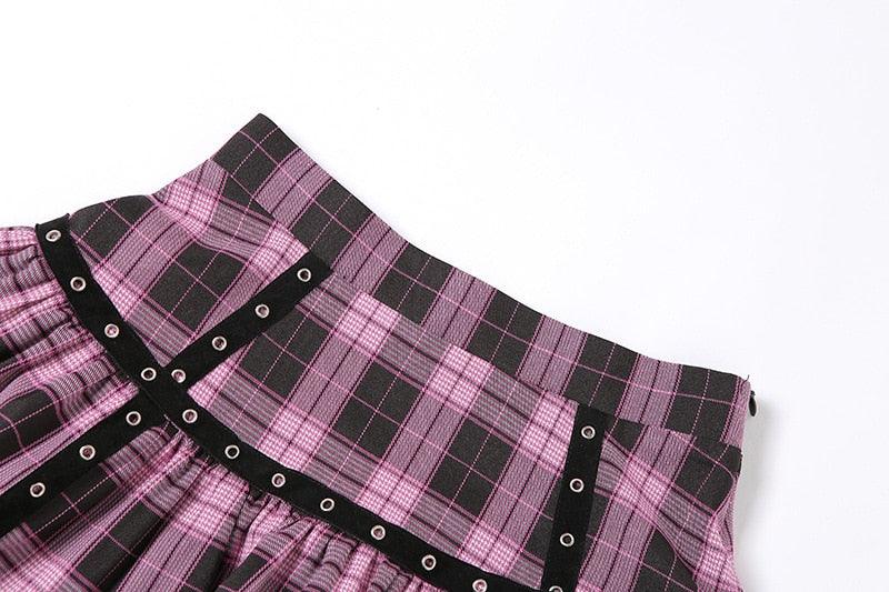 Gothic Pink Plaid Skirt - Skirt - Femboy Fatale