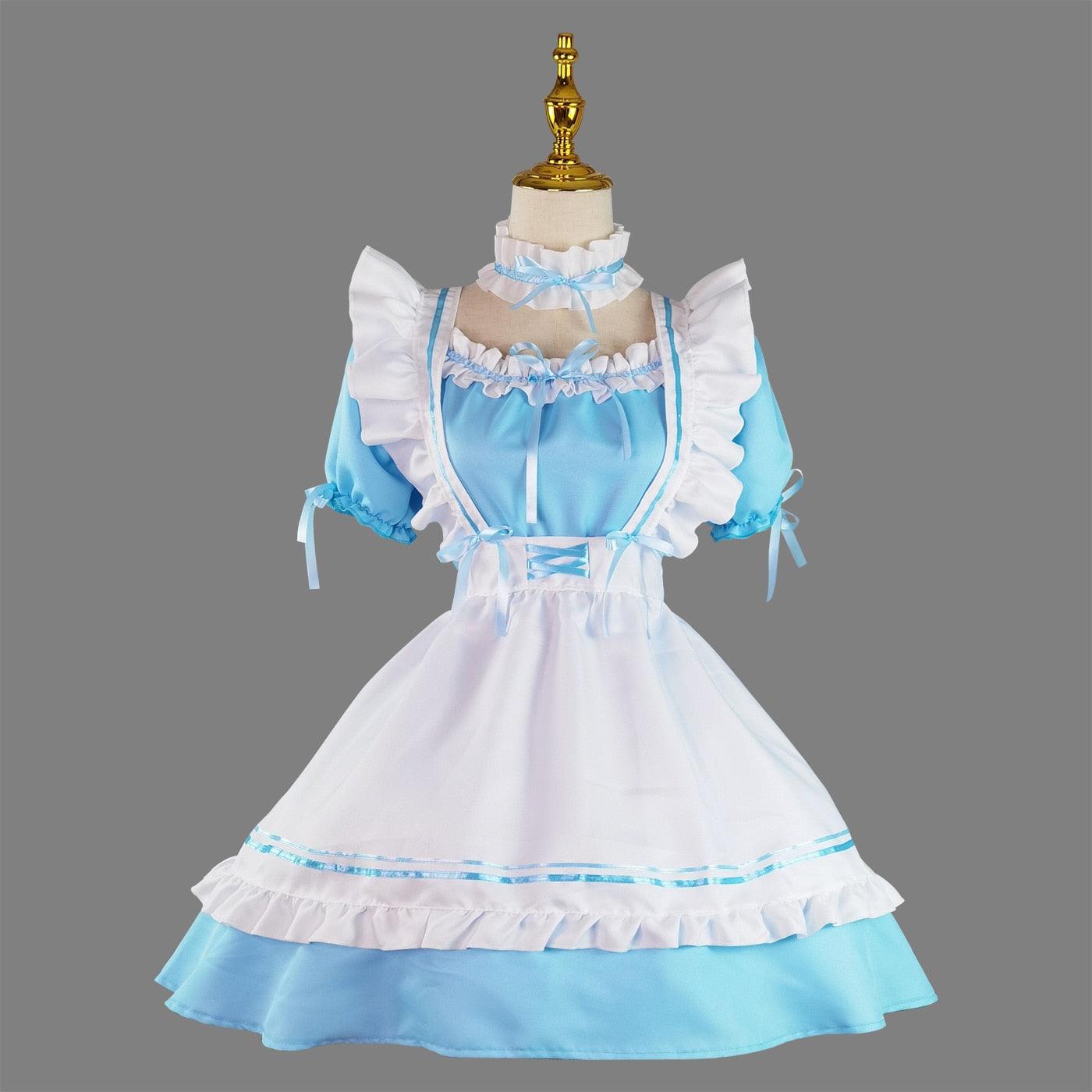 Japanese Cat Cafe Maid Set - Sky Blue / S Costume - Femboy Fatale