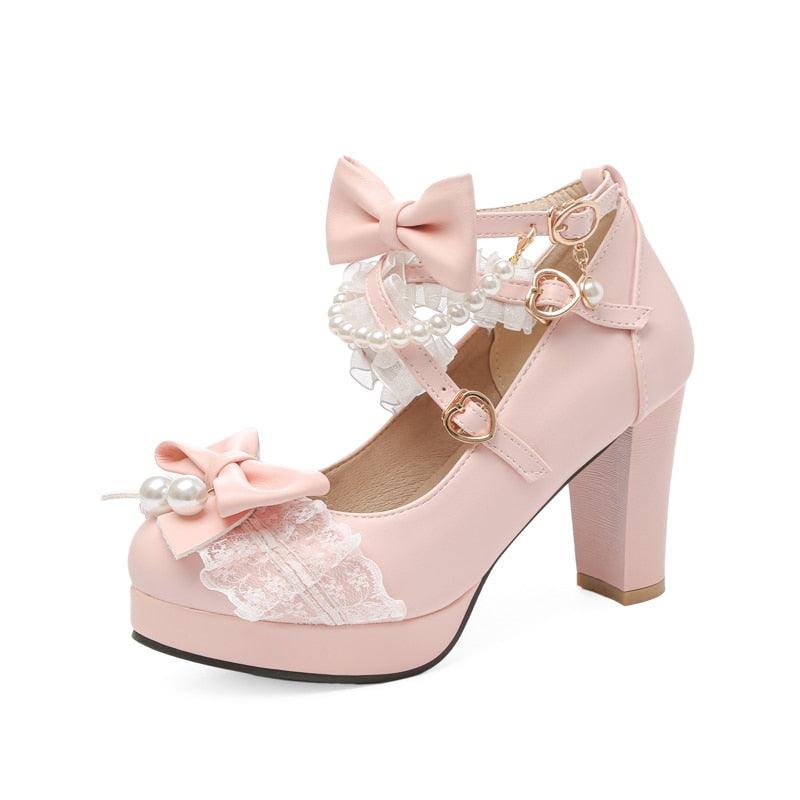 Lolita Heels - Pink / 3 Shoes - Femboy Fatale