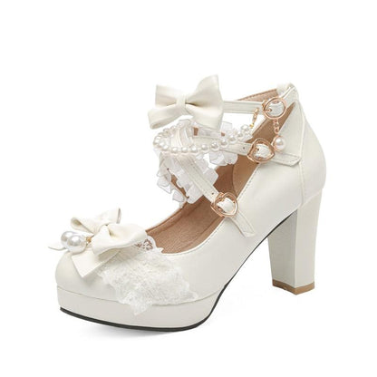 Lolita Heels - White / 3 Shoes - Femboy Fatale