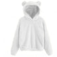 Oversized Fuzzy Bear Ears Hoodie - Ivory / S Apparel - Femboy Fatale