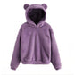 Oversized Fuzzy Bear Ears Hoodie - Purple / S Apparel - Femboy Fatale