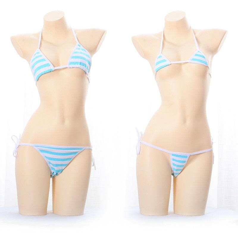 Japanese Kawaii Striped Bikini Collection - apparel - Femboy Fatale