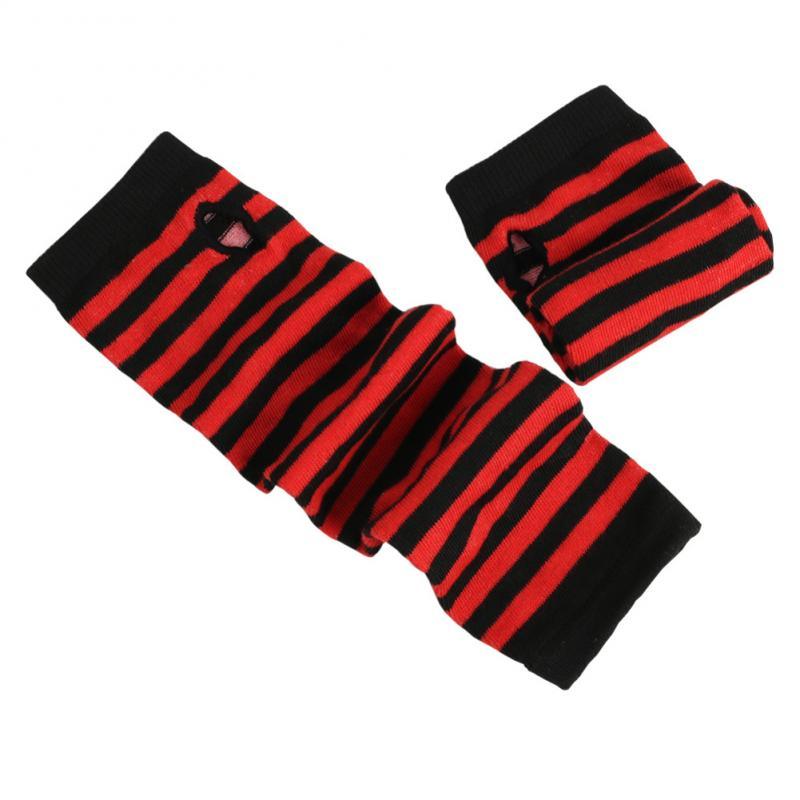Striped Arm Warmer Collection - Black & Red Arm Warmers - Femboy Fatale