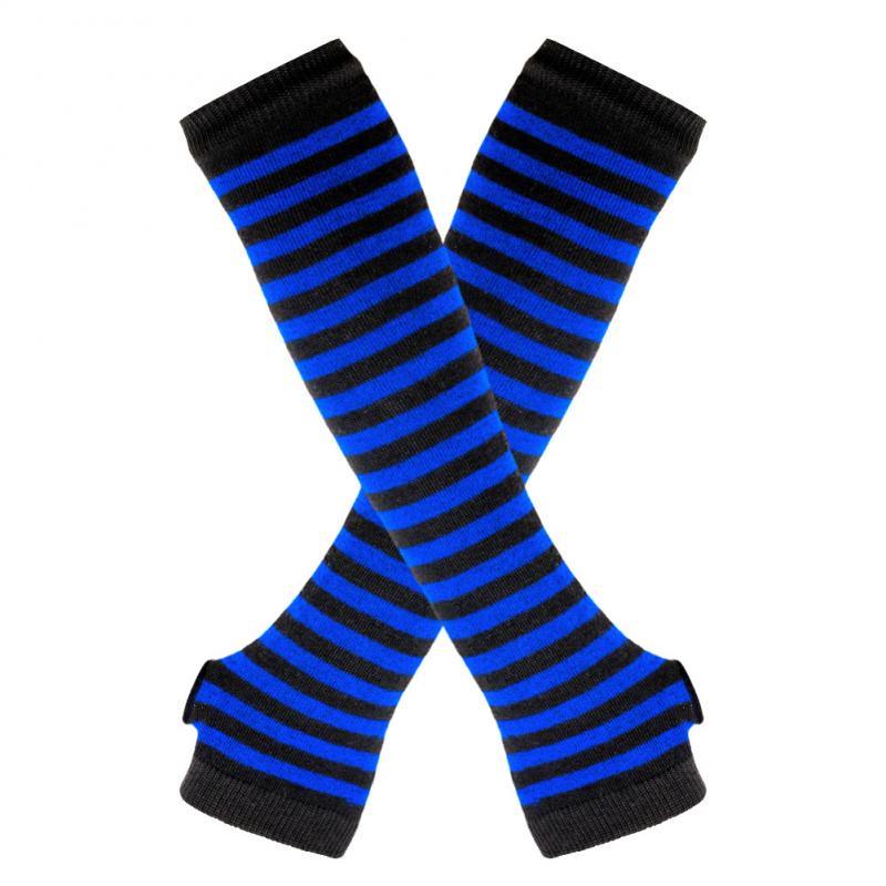 Striped Arm Warmer Collection - Black & Blue Arm Warmers - Femboy Fatale