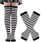Matching Striped Arm Warmer and Thigh High Stocking Collection - Black & White Apparel - Femboy Fatale