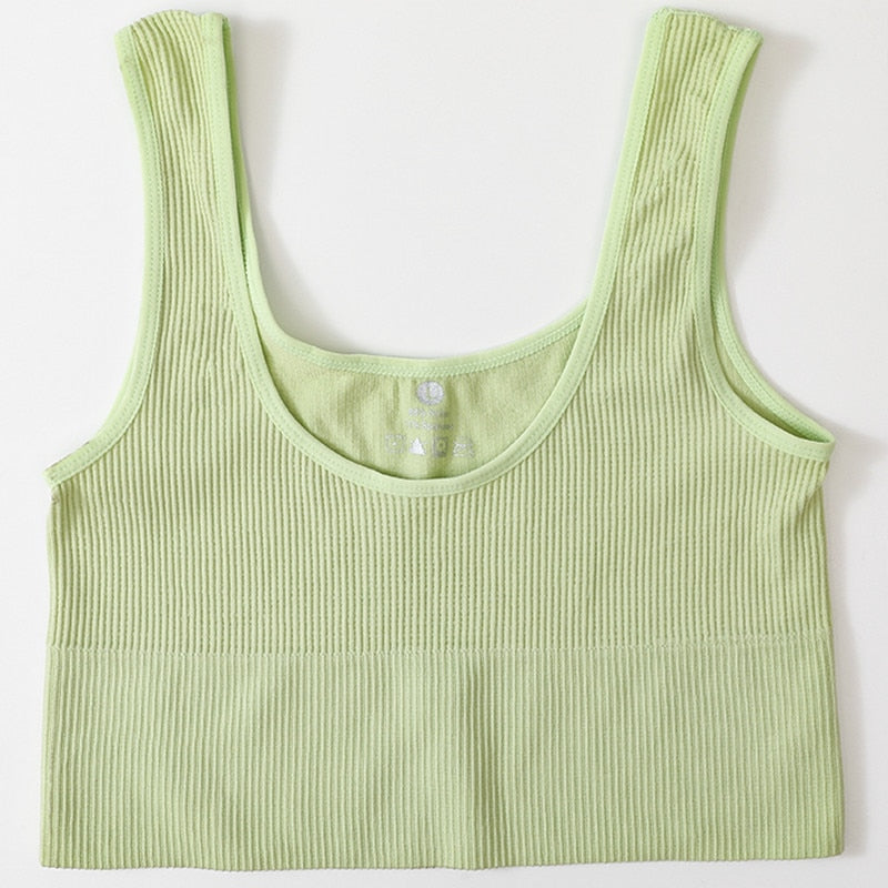 Ribbed Seamless Tank Crop Top - Light Green / M Apparel - Femboy Fatale