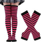 Matching Striped Arm Warmer and Thigh High Stocking Collection - Black & Hot Pink Apparel - Femboy Fatale