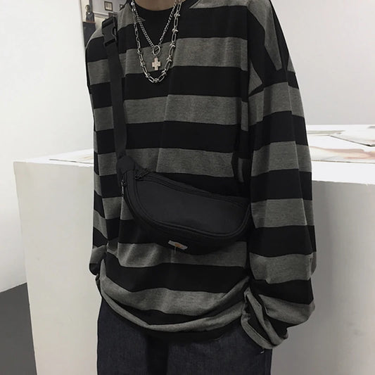Oversized Striped Sweatshirt Collection - Black / S Apparel - Femboy Fatale