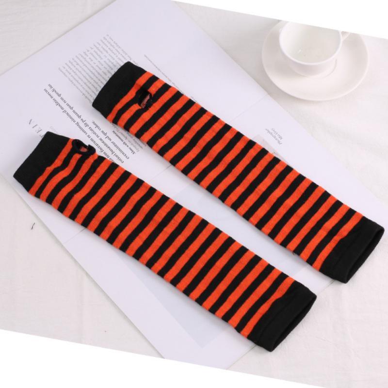 Striped Arm Warmer Collection - Black & Orange Arm Warmers - Femboy Fatale