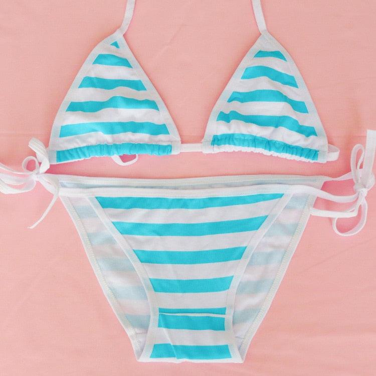 Japanese Kawaii Striped Bikini Collection - apparel - Femboy Fatale