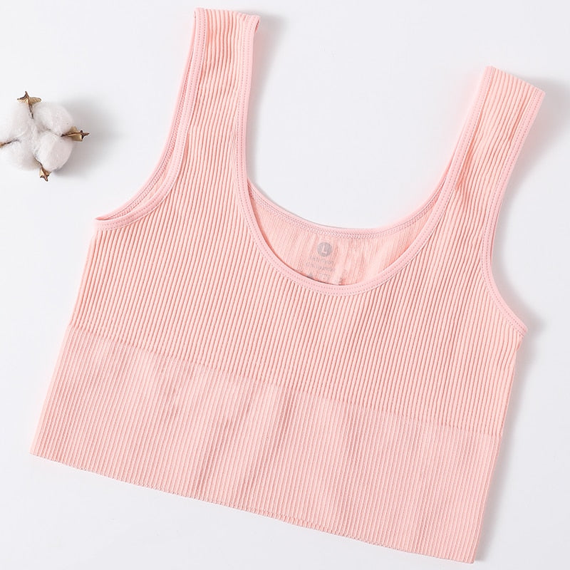 Ribbed Seamless Tank Crop Top - Pink / M Apparel - Femboy Fatale