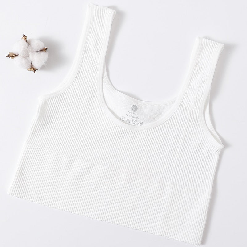 Ribbed Seamless Tank Crop Top - White / M Apparel - Femboy Fatale