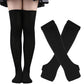 Matching Striped Arm Warmer and Thigh High Stocking Collection - Black Apparel - Femboy Fatale