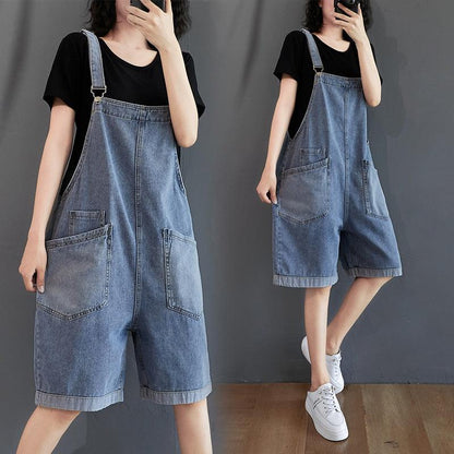 Loose Denim Overall Rompers - M Rompers - Femboy Fatale