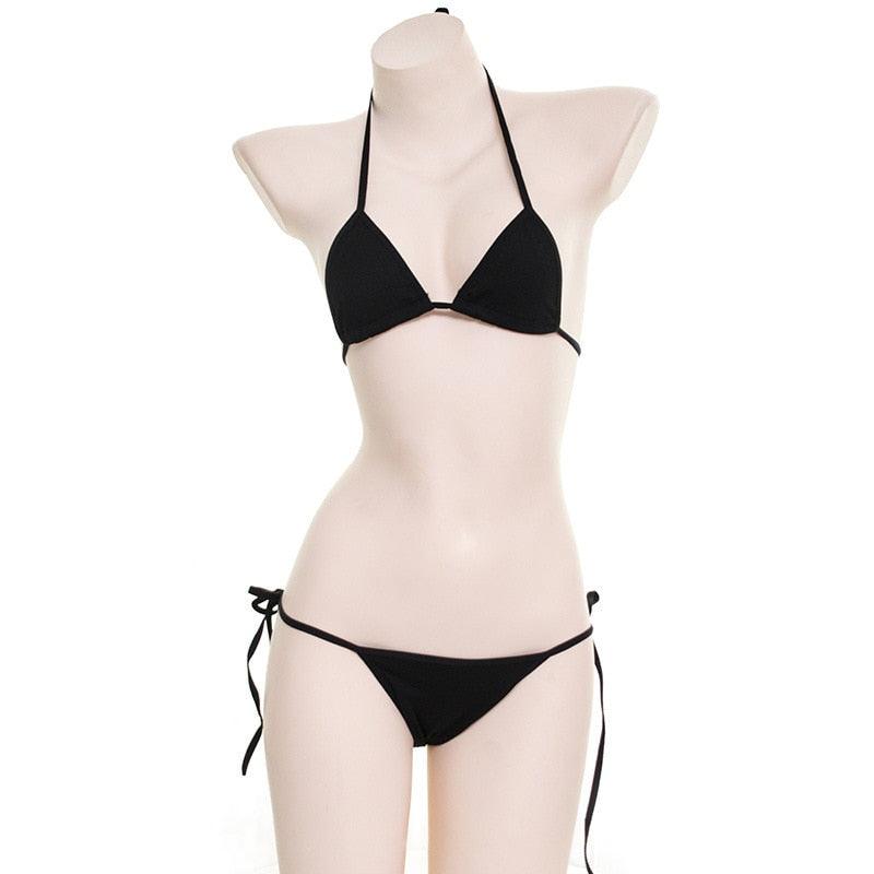 Plain Bikini Set - Black - Femboy Fatale