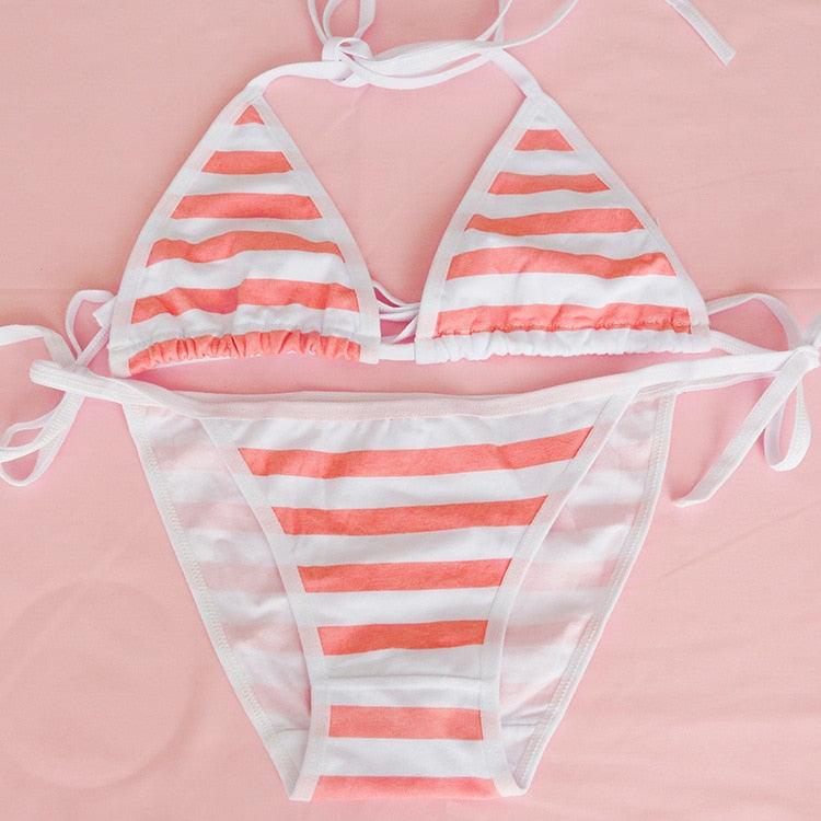 Japanese Kawaii Striped Bikini Collection - apparel - Femboy Fatale