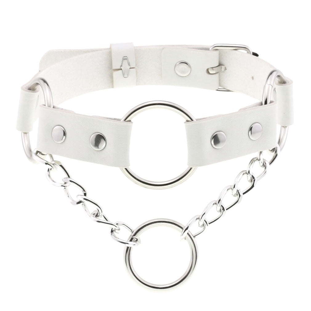 Harajuku White Leather Choker Collection - 27 Apparel - Femboy Fatale