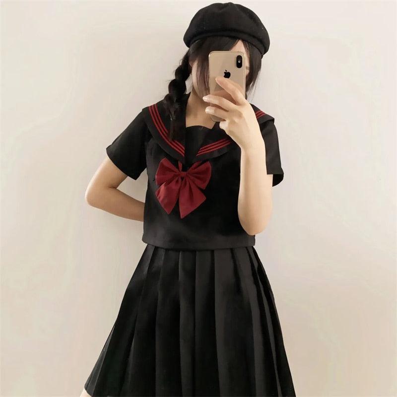 Japanese School Uniform Collection - Black Short Sleeve Set / S Apparel - Femboy Fatale