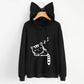 Sleepy Cat Ears Printed Hoodie
