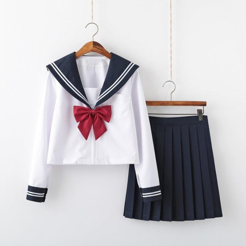Japanese School Uniform Collection - White Long Sleeve Set / S Apparel - Femboy Fatale