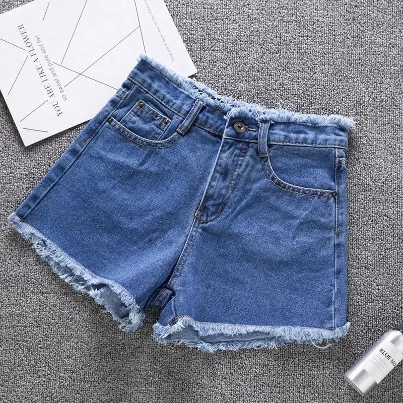 High Waisted Frayed Denim Shorts Collection - Shorts - Femboy Fatale