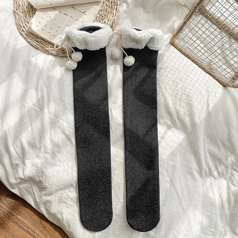 Wooly Plush Stockings - Dark Grey / Over Knee Apparel - Femboy Fatale