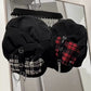 Gothic Plaid Beret Cap with Chains & Cross Charm