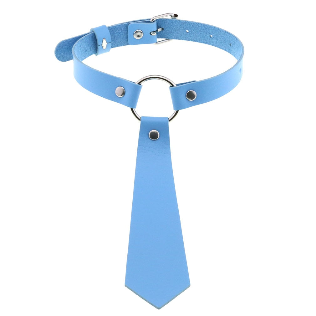 Harajuku Sky Blue Leather Choker Collection - 12 Apparel - Femboy Fatale