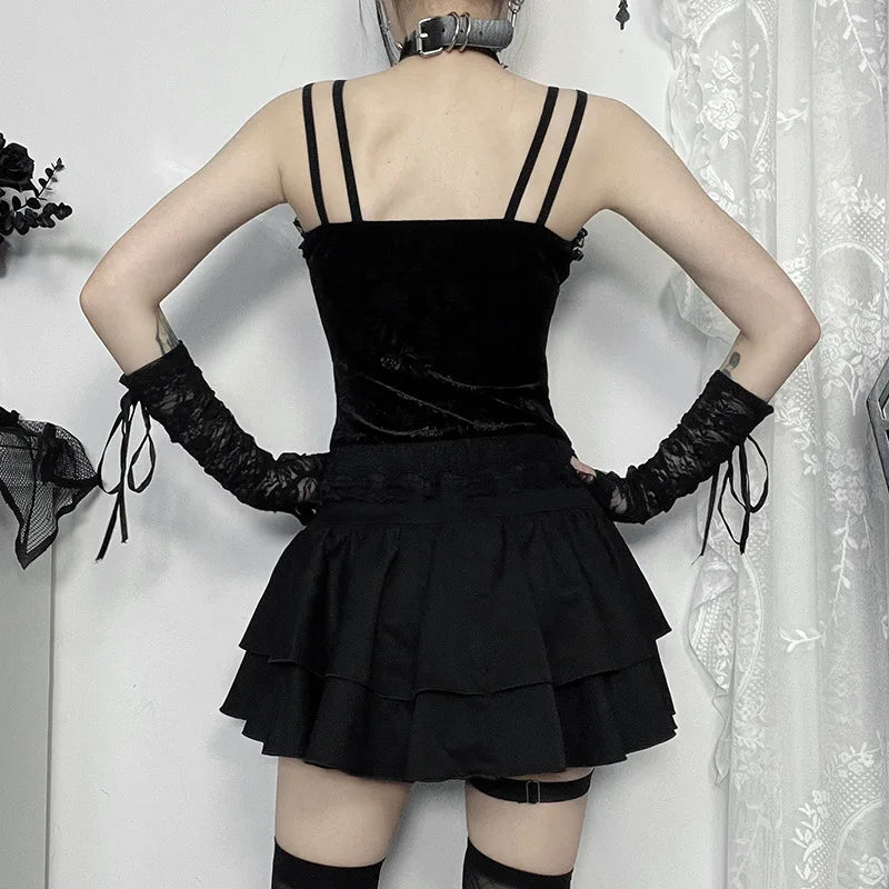 Goth Cross Layered Mini Skirt