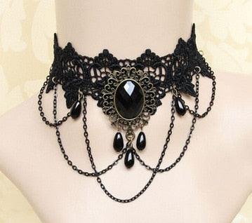 Gothic Black Lace Choker Collection - 1 Necklace - Femboy Fatale