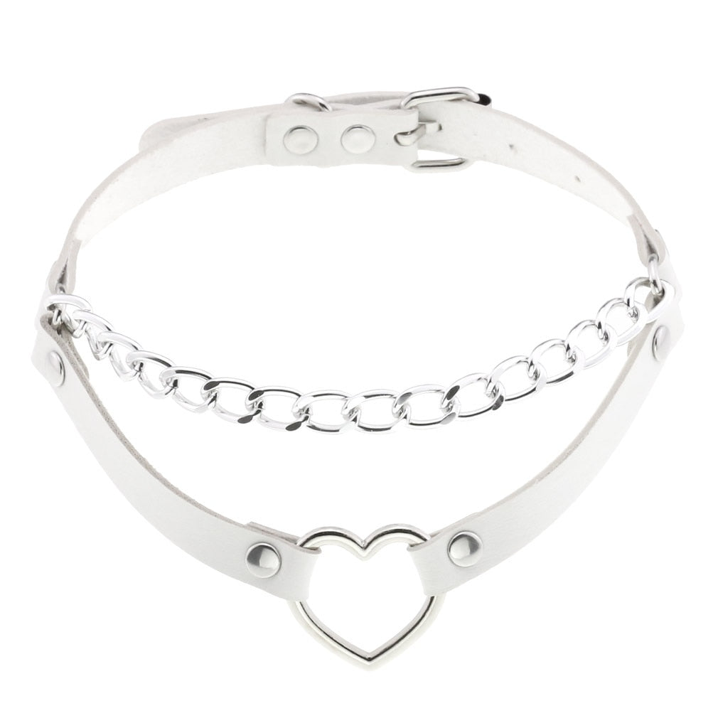 Harajuku White Leather Choker Collection - 31 Apparel - Femboy Fatale