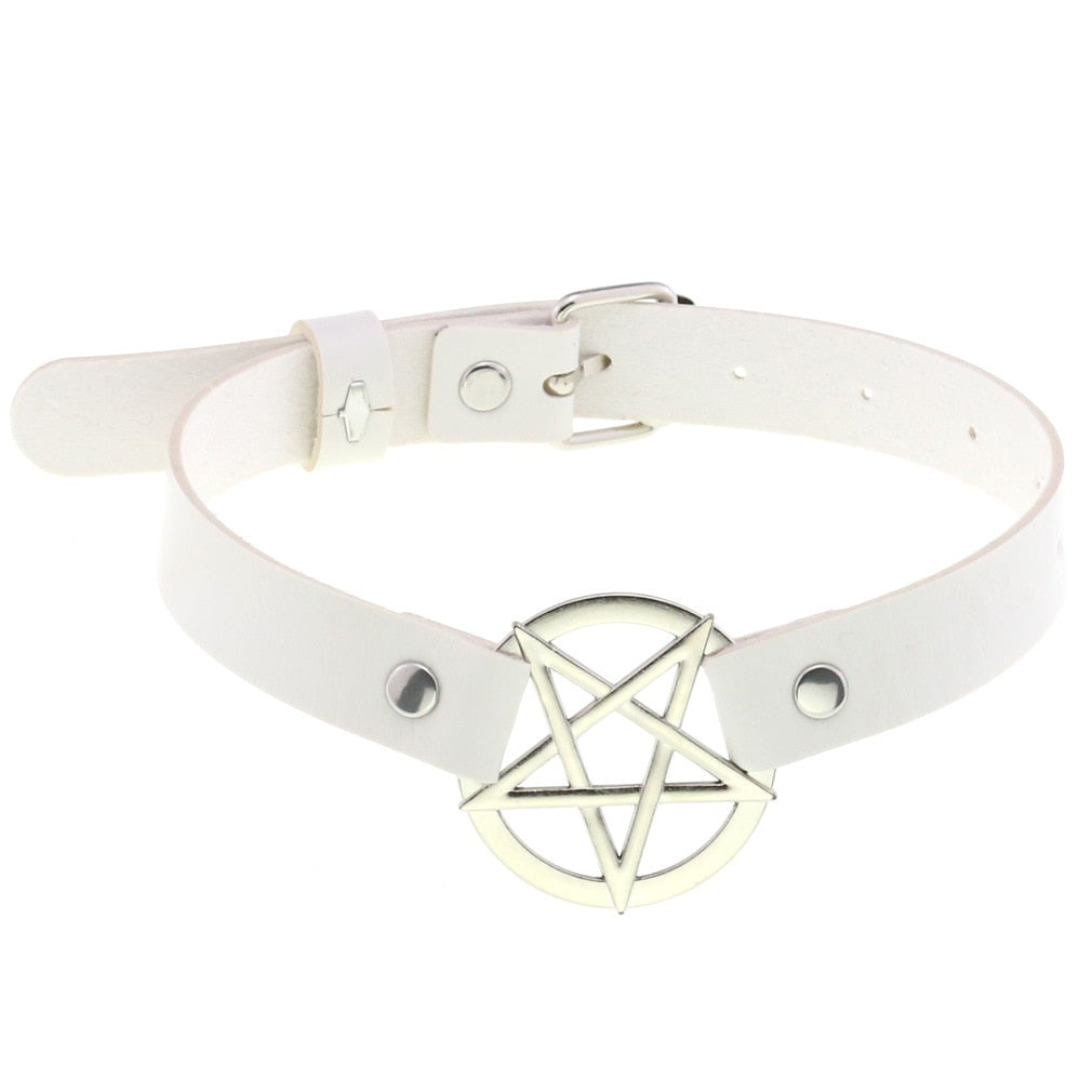 Harajuku White Leather Choker Collection - 25 Apparel - Femboy Fatale