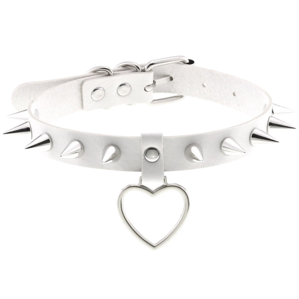 Harajuku White Leather Choker Collection - 16 Apparel - Femboy Fatale