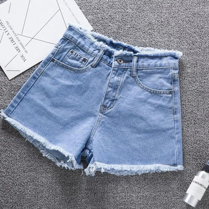 High Waisted Frayed Denim Shorts Collection - Light Blue / S Shorts - Femboy Fatale