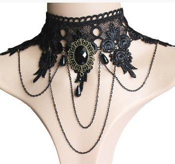 Gothic Black Lace Choker Collection - 4 Necklace - Femboy Fatale