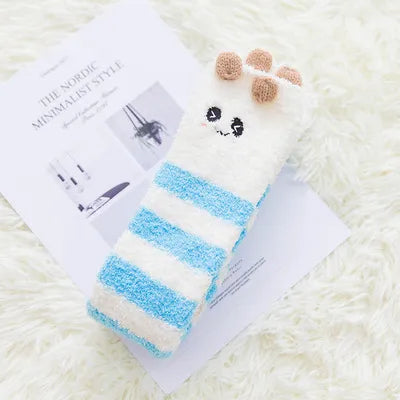 Kawaii Striped Animal Thigh High Socks - Blue Kitty Apparel - Femboy Fatale