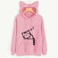 Sleepy Cat Ears Printed Hoodie
