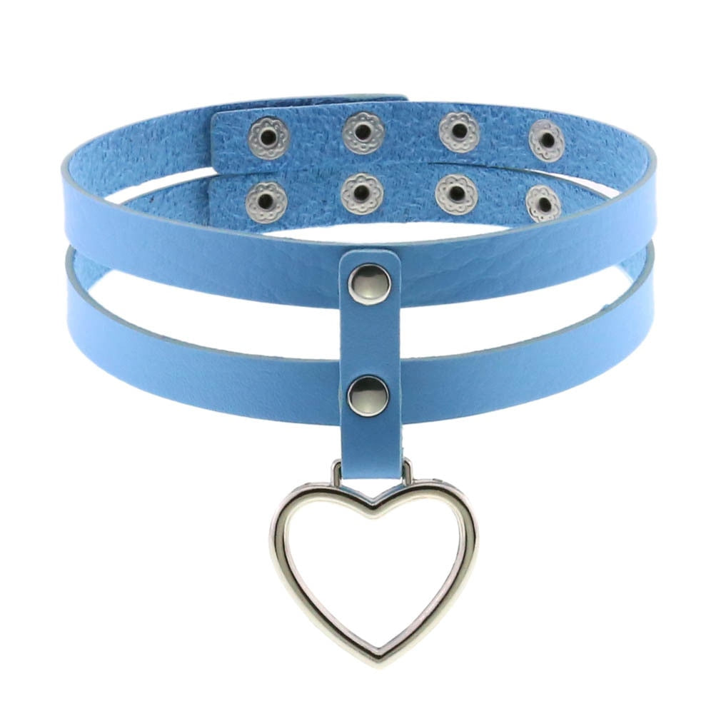 Harajuku Sky Blue Leather Choker Collection - 18 Apparel - Femboy Fatale